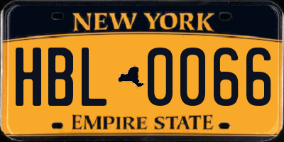 NY license plate HBL0066