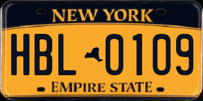 NY license plate HBL0109