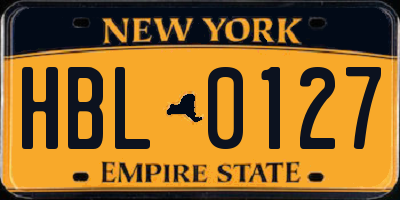 NY license plate HBL0127