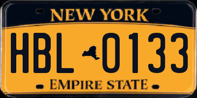 NY license plate HBL0133