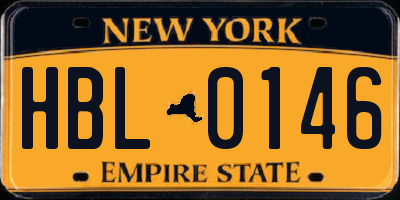 NY license plate HBL0146
