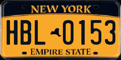 NY license plate HBL0153