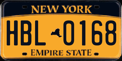 NY license plate HBL0168
