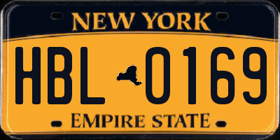 NY license plate HBL0169