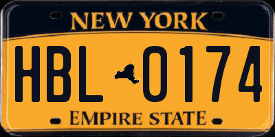 NY license plate HBL0174