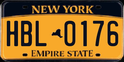 NY license plate HBL0176