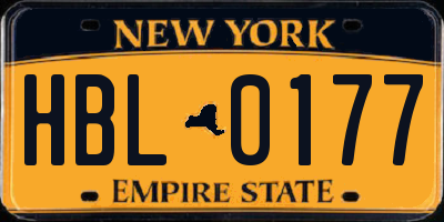 NY license plate HBL0177