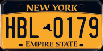 NY license plate HBL0179