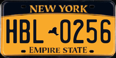 NY license plate HBL0256
