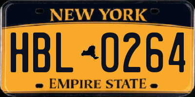 NY license plate HBL0264