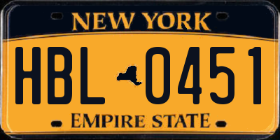NY license plate HBL0451
