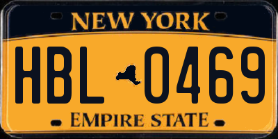 NY license plate HBL0469