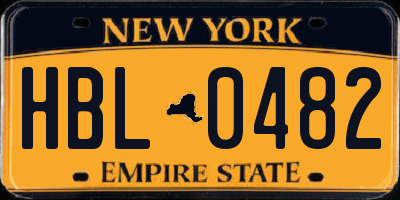 NY license plate HBL0482