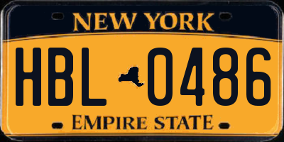 NY license plate HBL0486