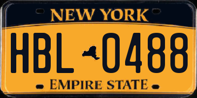 NY license plate HBL0488