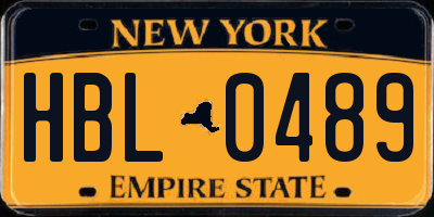 NY license plate HBL0489