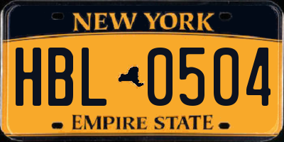NY license plate HBL0504