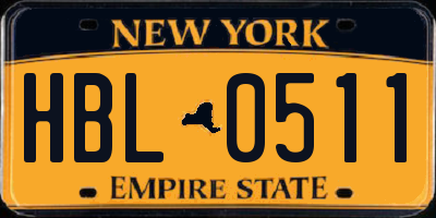 NY license plate HBL0511