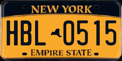 NY license plate HBL0515