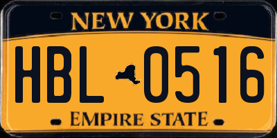 NY license plate HBL0516