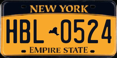 NY license plate HBL0524