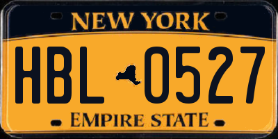 NY license plate HBL0527