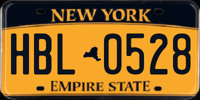 NY license plate HBL0528