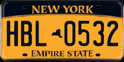NY license plate HBL0532