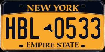 NY license plate HBL0533