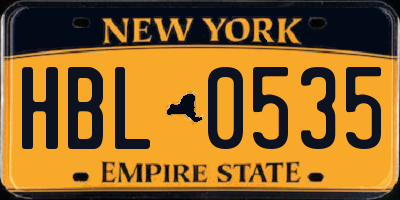 NY license plate HBL0535