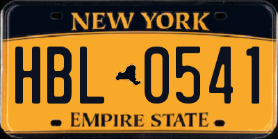 NY license plate HBL0541