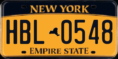 NY license plate HBL0548