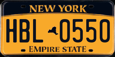 NY license plate HBL0550