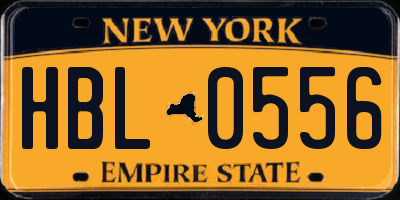 NY license plate HBL0556
