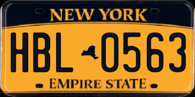 NY license plate HBL0563