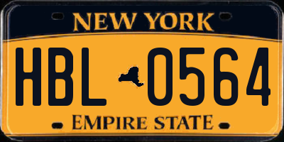 NY license plate HBL0564