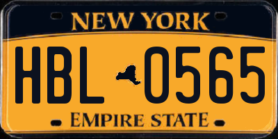 NY license plate HBL0565