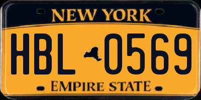 NY license plate HBL0569