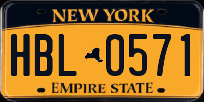 NY license plate HBL0571