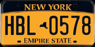NY license plate HBL0578