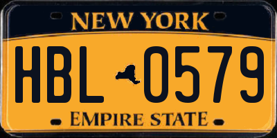 NY license plate HBL0579