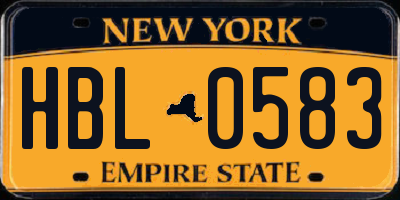 NY license plate HBL0583