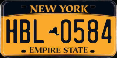 NY license plate HBL0584