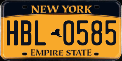 NY license plate HBL0585