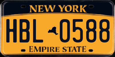 NY license plate HBL0588