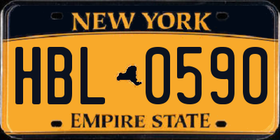 NY license plate HBL0590