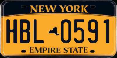 NY license plate HBL0591