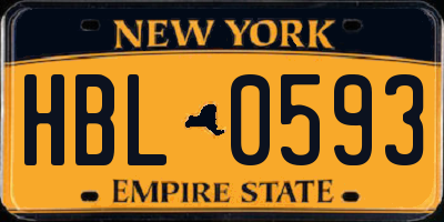 NY license plate HBL0593