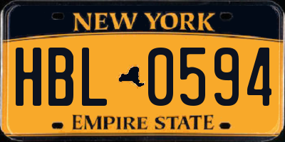 NY license plate HBL0594