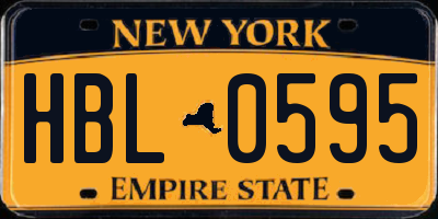 NY license plate HBL0595